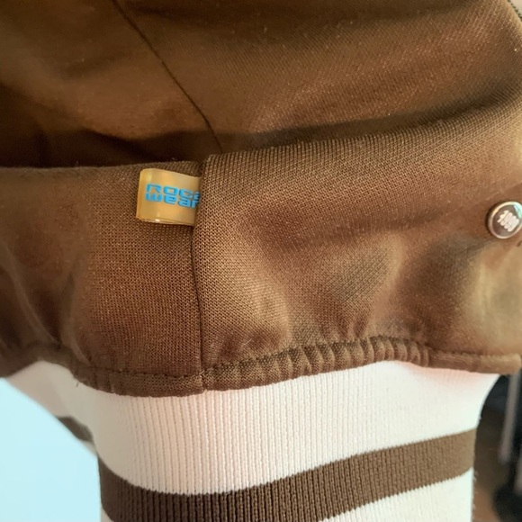 Vintage Authentic Rocawear Brown & White Diagonal Mesh Windbreaker, [Sz 3XL] - Picture 8 of 15